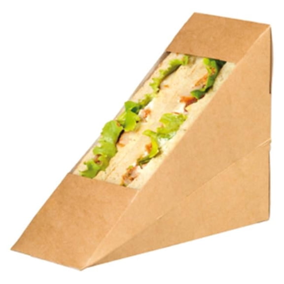Kraft Sandwich Wedge Box with Window - 4.84 x 2.05 x 4.84 in.