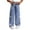 Dark Blue, variant on LIJCC Kids Girls Bow Decoration Jeans Elastic Waist Baggy Straight Wide Leg Denim Pants Trousers