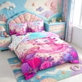 thumbnail image 2 of Manfei Rainbow Axolotl 7-Piece King Bedding,Kawaii Ocean Animal King Bed in a Bag,Colorful Stars Reversible, 2 of 7