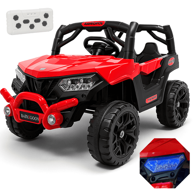Carro Electrico Montable para Niños de Control Remoto y Manejo Directo Camioneta Buggy 4X4 con Luces Estero Bluetooth y USB Doble Puerta con Seguro