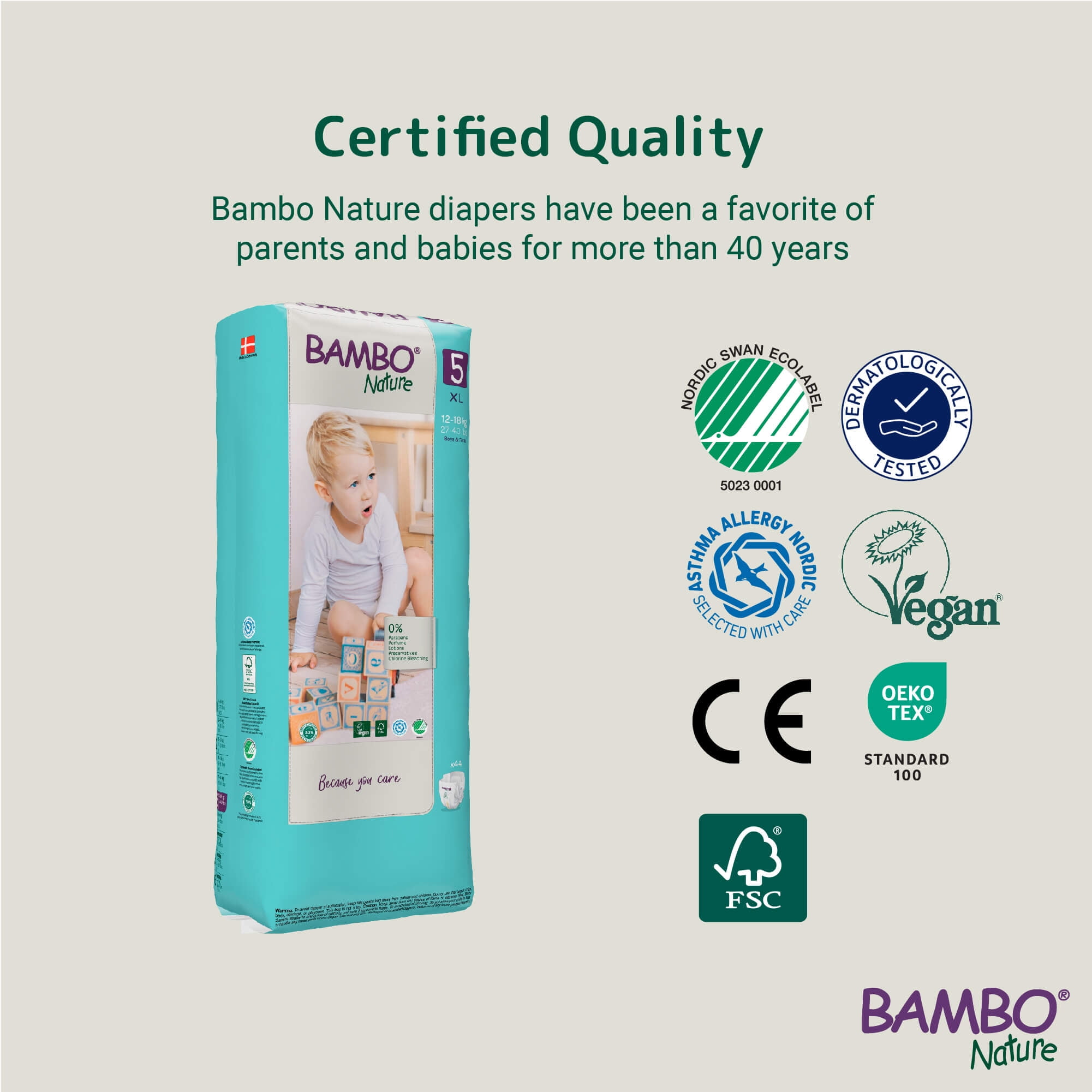 Bambo Nature Hypoallergenic Baby Diapers, Skin Friendly, and Super Absorbent - Size 5 (132 Count)