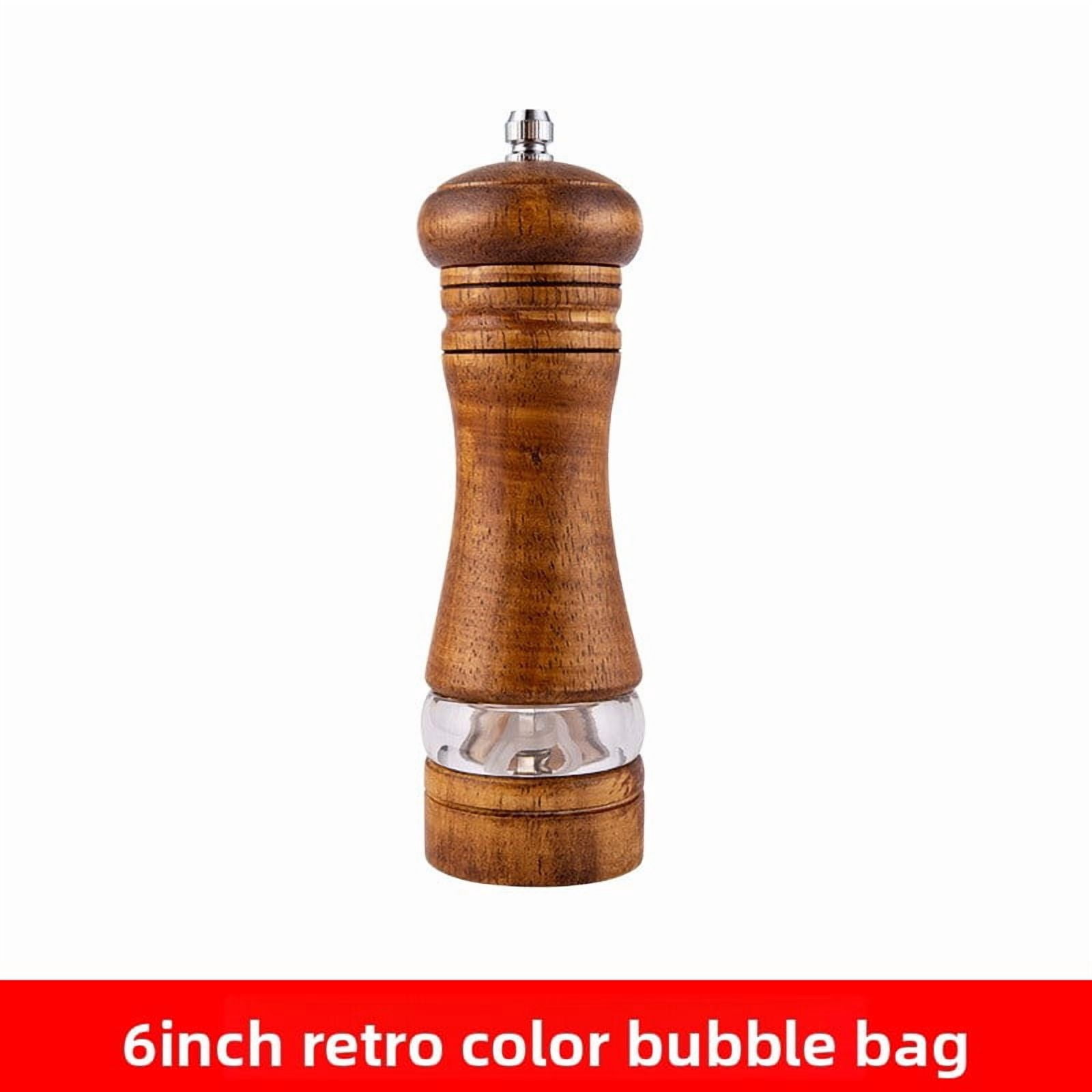 TL New Manual 6inch Pepper Grinder Rubber Wood Sichuan Pepper Sea Salt Freshly Ground Pepper Powder Seasoning Jar Spice Grinder Bottle