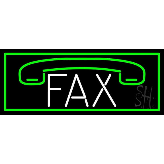 Fax Logo With Border 2 LED Neon Sign 10 x 24 - inches, Clear Edge Cut Acrylic Backing, with Dimmer - Bright and Premium built indoor LED Neon Sign for Computer & Electronics store decor.