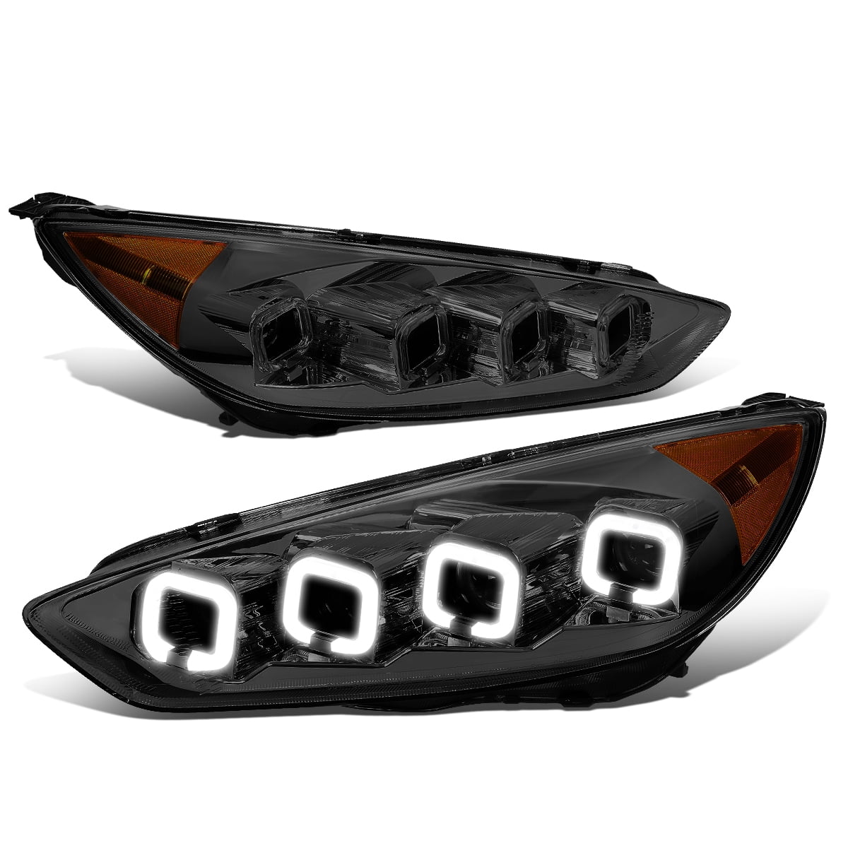 DNA Motoring HLLBT8FF16SMAM For 2015 to 2018 Ford Focus Smoked