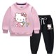 thumbnail image 3 of Hello Kitty estampado de dibujos animados para niños más suéter de terciopelo + pantalones gruesos ropa informal cálida de dos piezas para niños y niñas, 3 of 5
