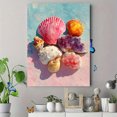 thumbnail image 4 of Pink Coastal Canvas Print, Beach Shells Bikini Art, Preppy Summer Beachy Room Wall Decor, 4 of 8
