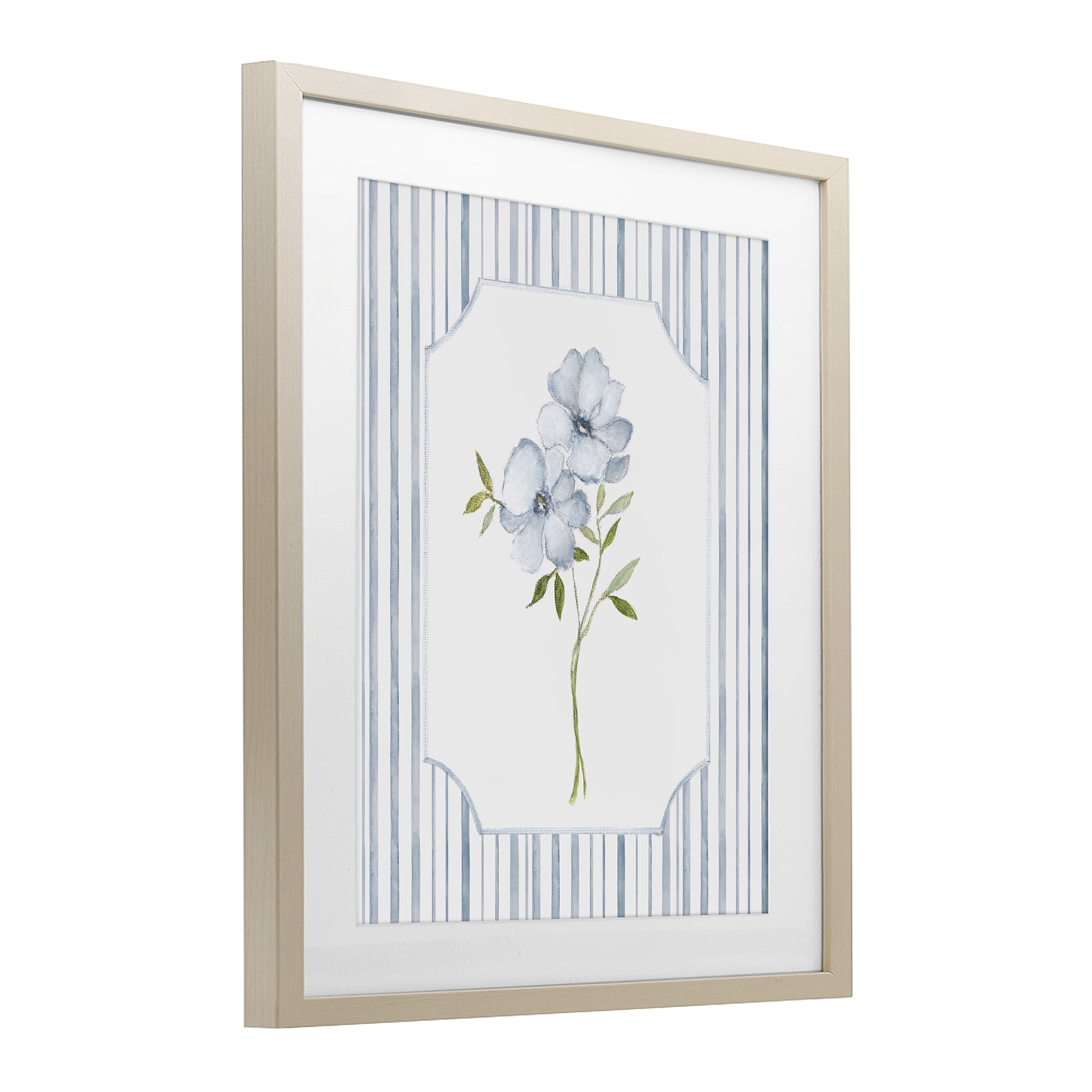 Stupell Industries Blooms And Stripes Birch Framed Print Under Glass, design by Tava Studios