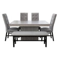 thumbnail image 1 of Comedor 4 sillas y 1 Banca con Mesa Rectangular Gris con Negro Camacho, 1 of 6