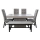thumbnail image 1 of Comedor 4 sillas y 1 Banca con Mesa Rectangular Gris con Negro Camacho, 1 of 6