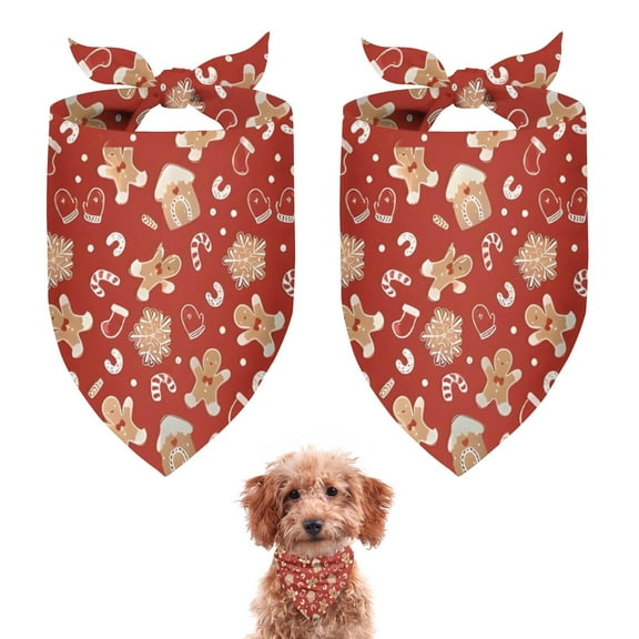 Dog Bandana 2 Pack,Red Christmas Gingerbread and Mitten Pattern Bandanas for Dogs,Cat Bandana,Small/ Large Dog Bandana 2 Size,Dog Bandanas Girl Boy