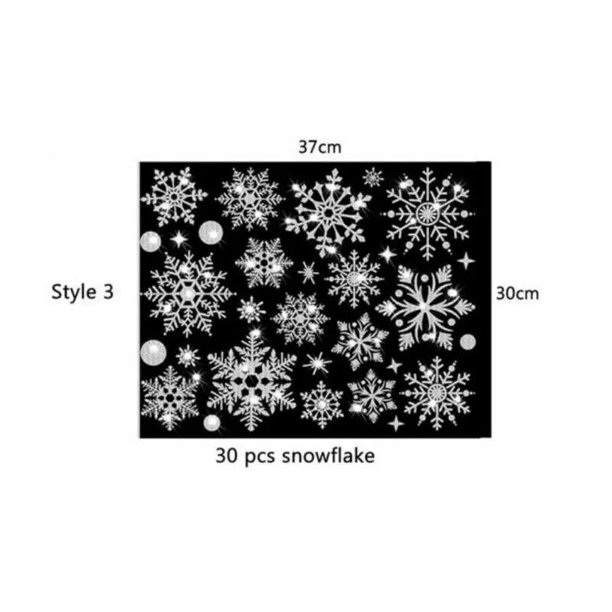 Pegatina de pared electrostática de copo de nieve con efecto de purpurina de Navidad, decoración de habitación de niños, ventana de vidrio, decoración del hogar, papel tapiz de Año Nuevo