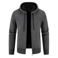 thumbnail image 2 of Herrnalise Men's Fashion Autumn And Winter Stand Collar Sweater Casual Fleece Jacket Dark Gray, 2 of 5