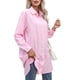 thumbnail image 2 of Vestido Camisero Informal para Mujer, Cuello en V, Botones, Larga, Holgado, Minivestido Rosa L, 2 of 8