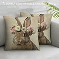 thumbnail image 3 of Nawypu Easter Bunny Throw Pillow Cover Cute Rabbits Bunny Pillows Floral Easter Bunny Decor Linen Throw Pillow Case Cushion Cover Decorations for Home Sofa Bed, 3 of 5