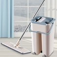 thumbnail image 2 of Yazoeia Flat Floor Mop and Bucket Set,Hands Free Flat Floor Mop and Bucket,with Replacement Mop Cloth,Stainless-Steel Handle,Wet and Dry Use,Home Floor Cleaning System for All Floor Types(6 Cloth), 2 of 9