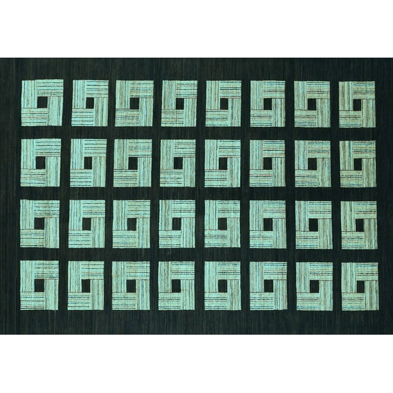 Ahgly Company Indoor Rectangle Abstract Light Blue Modern Area Rugs, 4' x 6'