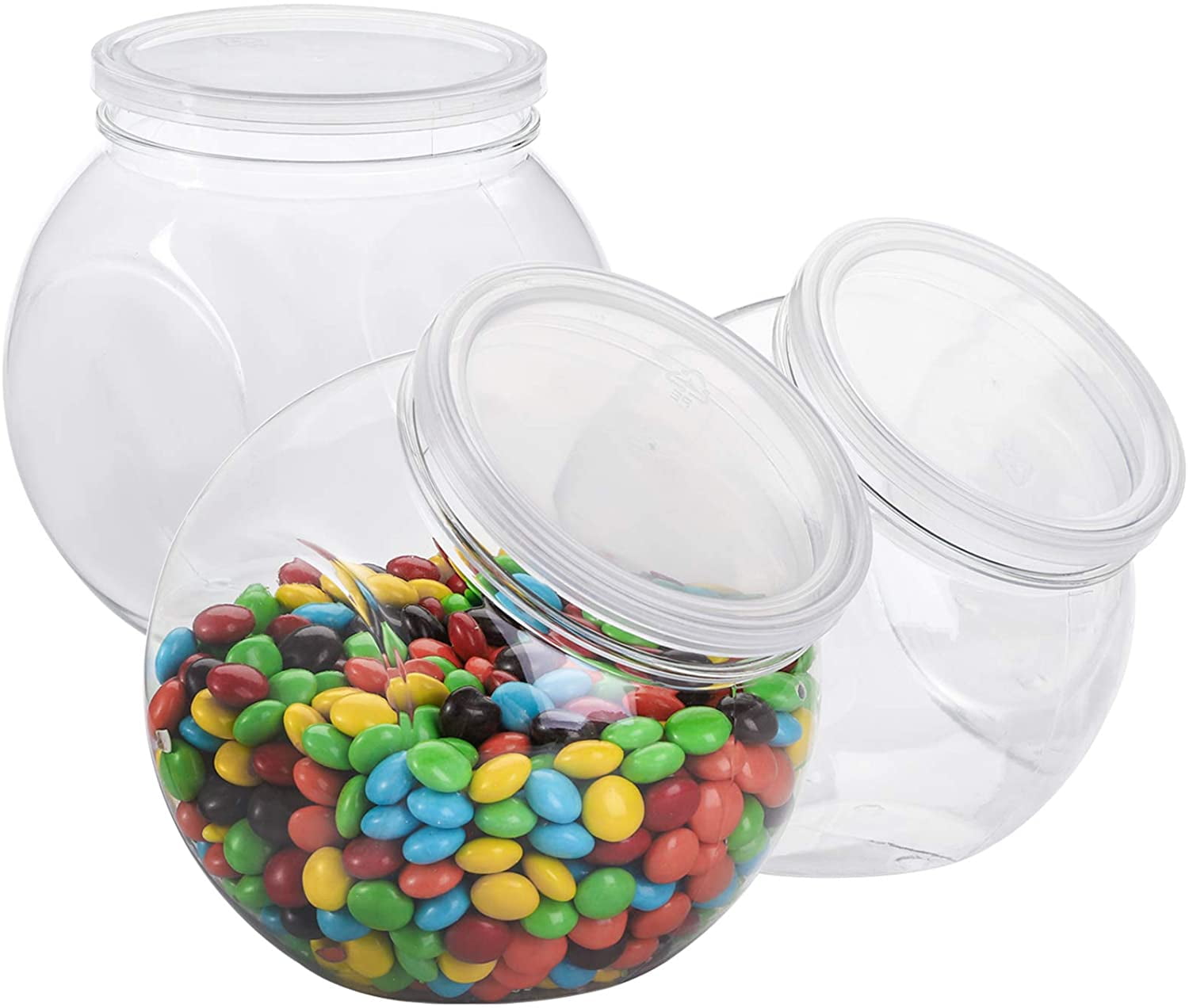 KSCD 3 Pack Candy Jars with Lids, 46 Oz Plastic Candy Jar Clear Cookie