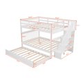 thumbnail image 7 of Bunk Bed with Trundle and Stairway, Detachable Wood Full-Over-Full Bunk Bed Frame with Storage Shelves, Staircase, Full-Length Guardrail and Handrail, Can be Divided into 2 Beds, Space-Saving, White, 7 of 7