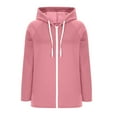thumbnail image 3 of Mlzmgr Womens Jackets Long Sleeve Fleece Thermal Sweatshirts Drawstring Hooded Full Zip up Collared Outdoor Activewear, 3 of 5