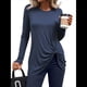 thumbnail image 1 of Blusa Tipo Túnica de Larga para Mujer, Informal, con Cuello Redondo y Parte Superior con Frontal, Ideal para Leggings. Azul S, 1 of 9