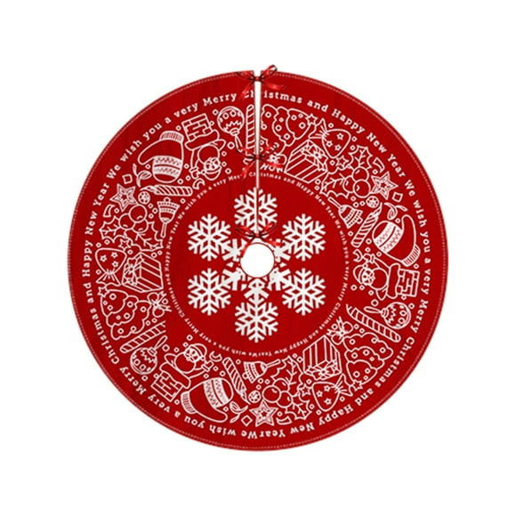 C Christmas Tree Skirt Polyester Material Holiday Design With Reindeer Snowflake Santa Patterns For Home Hotel Shopping Mall Tree Bottom Decoration Easy Store Style C