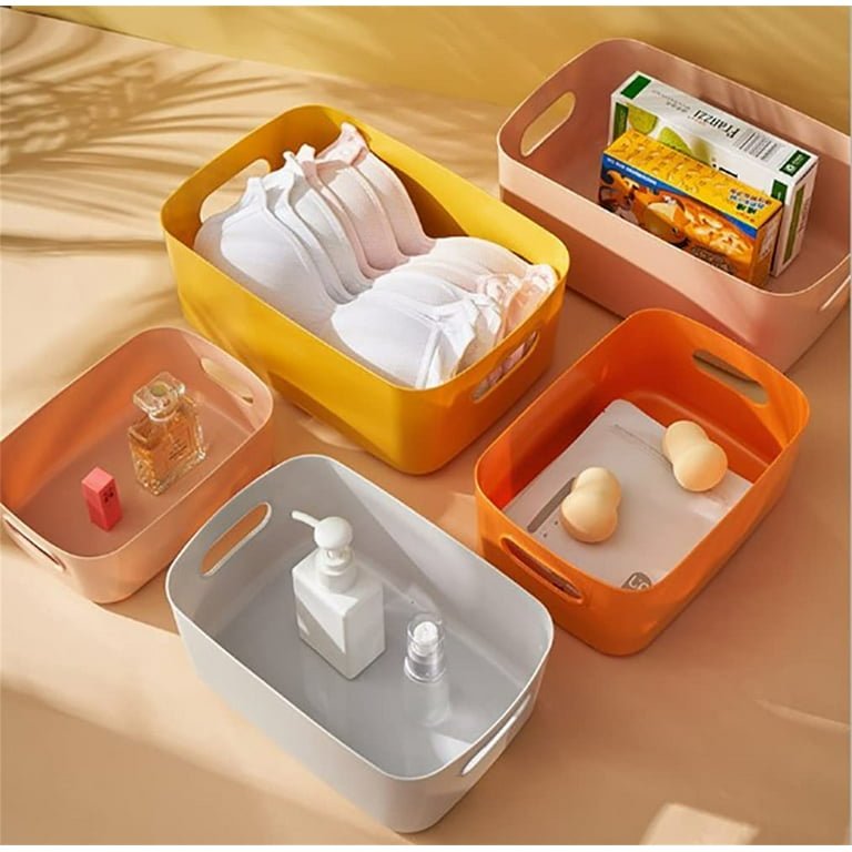 Casewin 7 Pack Plastic Storage Boxes, Colourful Storage Baskets with  Handles, Stackable Cupboard Organiser