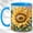 Blue, variant on Geometric Sunflower Coffee Mug, Floral Garden Mug, Ceramic 11 oz