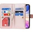 thumbnail image 5 of iPhone 11 Case with Card Holder,iPhone 11 Phone Case Wallet for Women with Strap,Crossbody Necklace Lanyard Shoulder Strap Zipper Magnetic Leather Case [9 Card Slots],6.1 inch Rosegold, 5 of 14