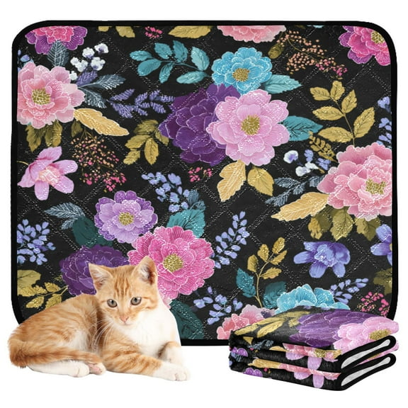 Washable Pet Pee Pads with Super Absorbent Reusable Training Pads for Dogs & Cats Vibrant and Colorful Floral