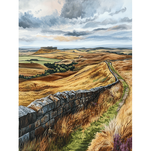 Hadrian's Wall Landscape Canvas Print/Wall Art, Suitable for Living Room, Bedroom, Office, Hallway, and Dining Room Decoration.
