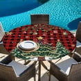 thumbnail image 6 of Christmas Tree Round Tablecloth, Fitted Table Cover with Elastic for 55"-60" Round Tables, Winter Xmas Ball Snowy Red Black Plaid Table Cloth Outdoor Indoor Dinning Party Waterproof Tablecloths, 6 of 7