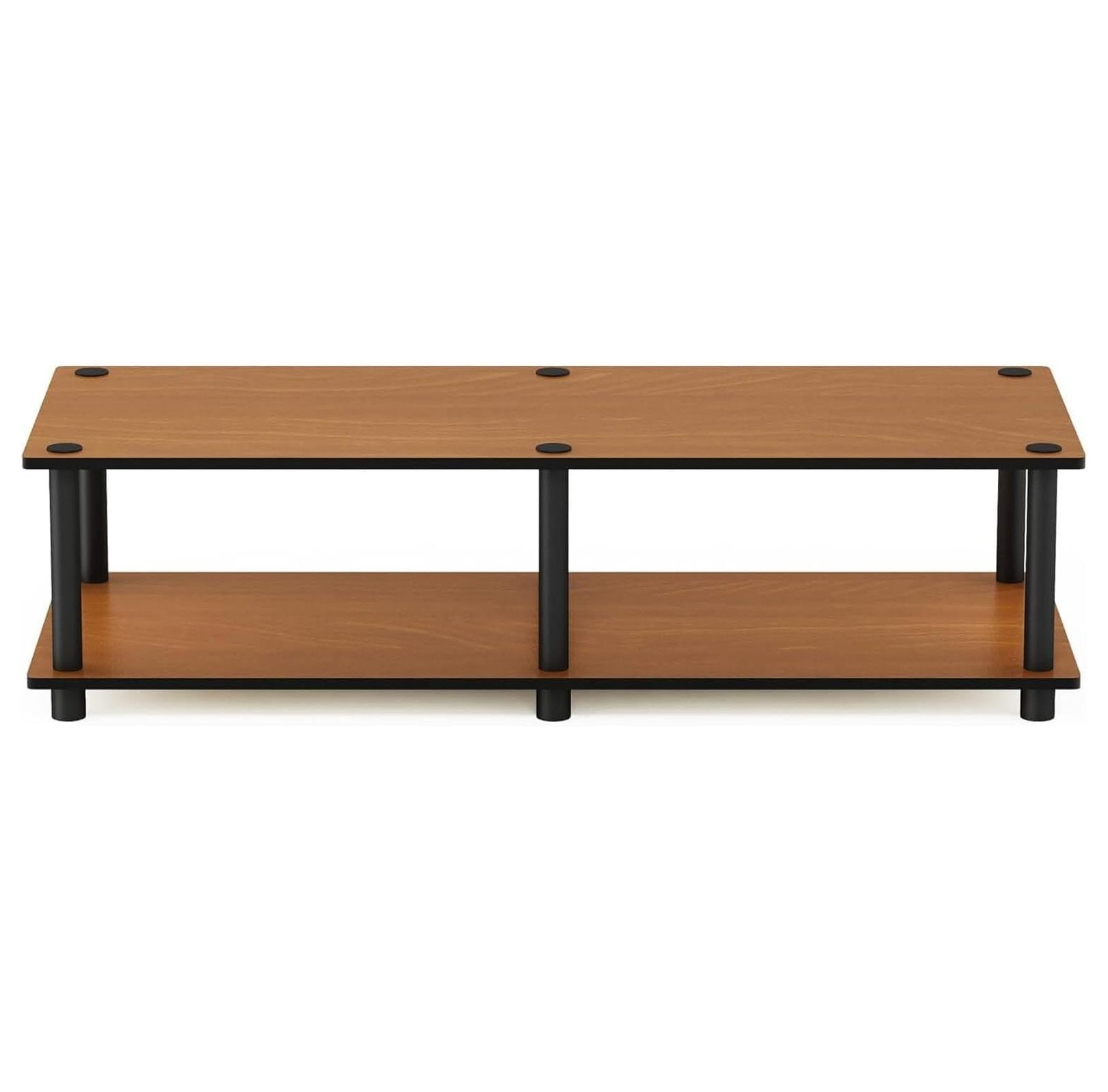60 Inch TV Stand No Tools Assembly, Entertainment Console for 42" TVs - Black & Light Wood