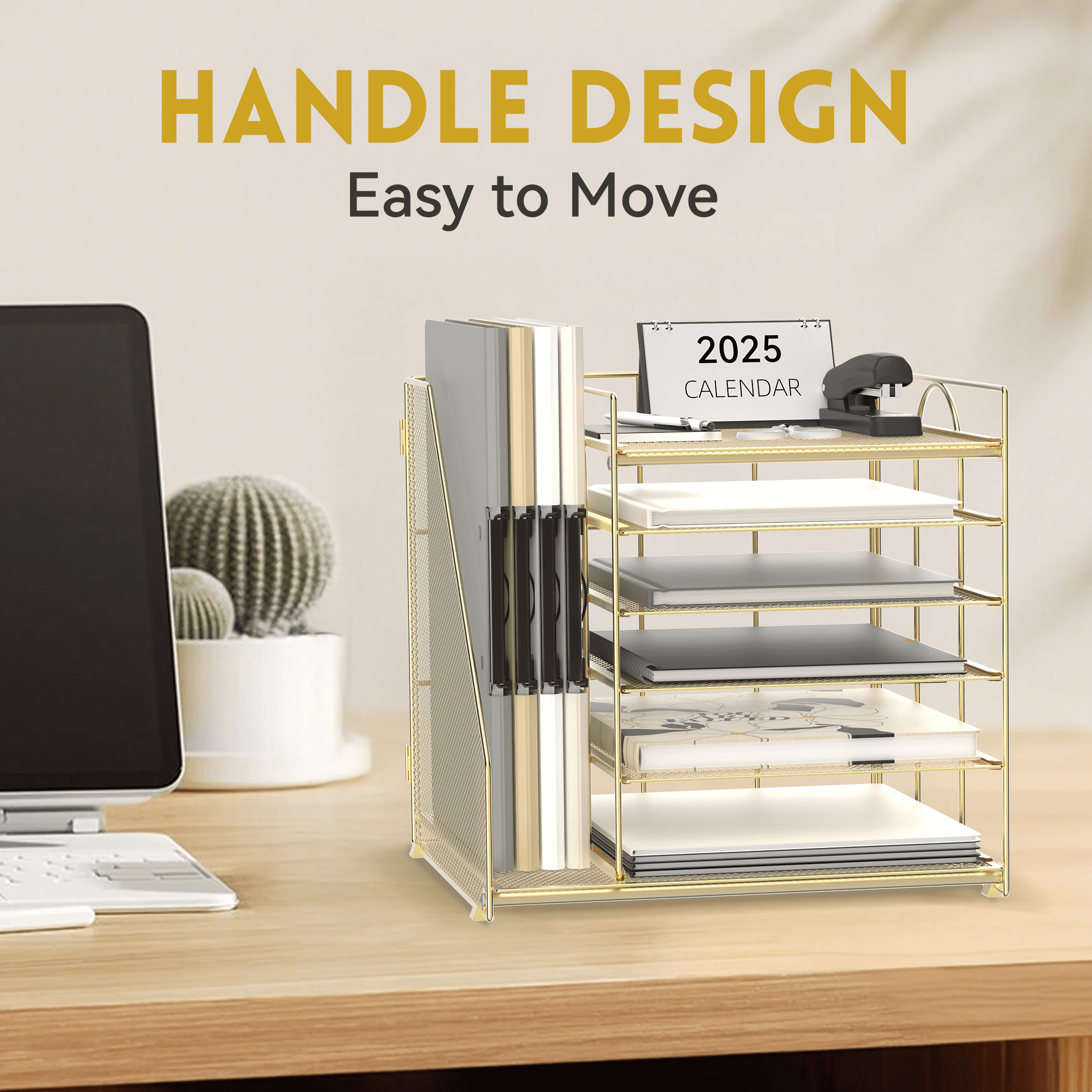 INTIGE 5-Tier Desk Organizer with File Holder, Paper Organizer with Letter Tray