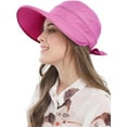 thumbnail image 2 of Women Sun Hat for Outdoor UV Protection, Wide Brim Sun Hat Ponytail, Convertible Zip-Off Beach Hat Visor, 2 of 9