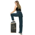 thumbnail image 5 of KHAKI & BLUE Women's High Rise Full Length Back Volume Pockets With Pleats Baggy Jeans With Dart At Knee, 5 of 8