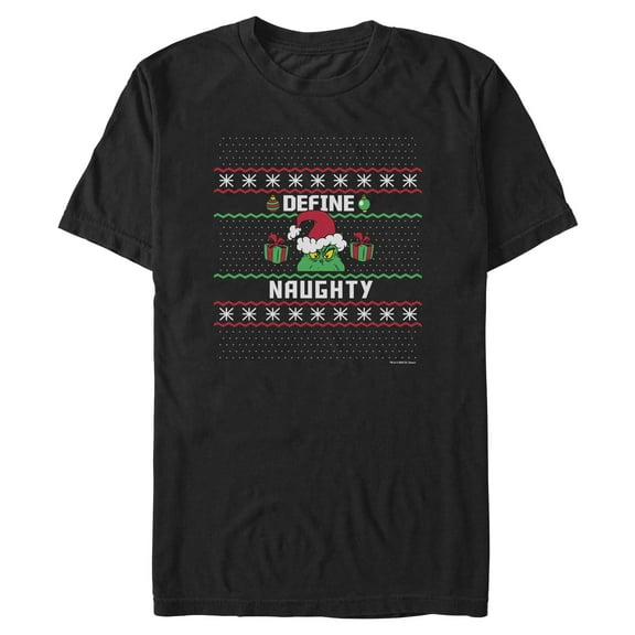 Mens The Grinch Define Naughty Quote T Shirt