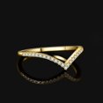 thumbnail image 3 of V Shape Round Cut Moissanite Wedding Band for Women, 14K White Yellow Rose Gold Plated 925 Sterling Silver Promise Ring for Her, Simulated Diamond Stackable Rings VVS D-F 2-Yellow Gold Plated 6, 3 of 4