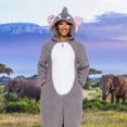 thumbnail image 2 of Sherpa Elephant One Piece - Plush Adult Animal Costume Jumpsuit by FUNZIEZ! (Gray, Medium), 2 of 6