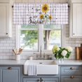 thumbnail image 2 of Summer Sunflowers Farmhouse Short Window Curtain Valances, Bees Pastoral Country Purple Plaid Rod Pocket Kitchen Valances for Living Room Bedroom Bathroom Cafe 42" x 12", 2 of 8