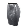 thumbnail image 5 of Inleife Women Fashion Solid Slim High Waist Push Up Hip Pencil Zipper Sequin Skirt Gray L, 5 of 6