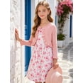thumbnail image 3 of Aideaone Little Girls Sleeveless Dress with Ruffle Cardigan 2 Piece Set Butterfly Print 5 to 12, 3 of 6