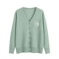 thumbnail image 2 of SYMOID Womens Green Floral V-Neck Cardigan - Soft Acrylic Long Sleeve Button-Front, Casual Layerable for Daily/Office, Sizes S-XXXL,Size 2XL, 2 of 5