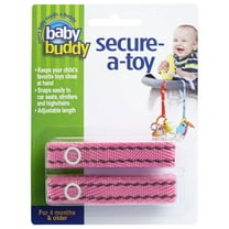 Baby Buddy Secure-A-Toy Fashion, Safety Strap Secures Toys, Teether, or Pacifier to Stroller, Highchair, Pink-Brn Stitch