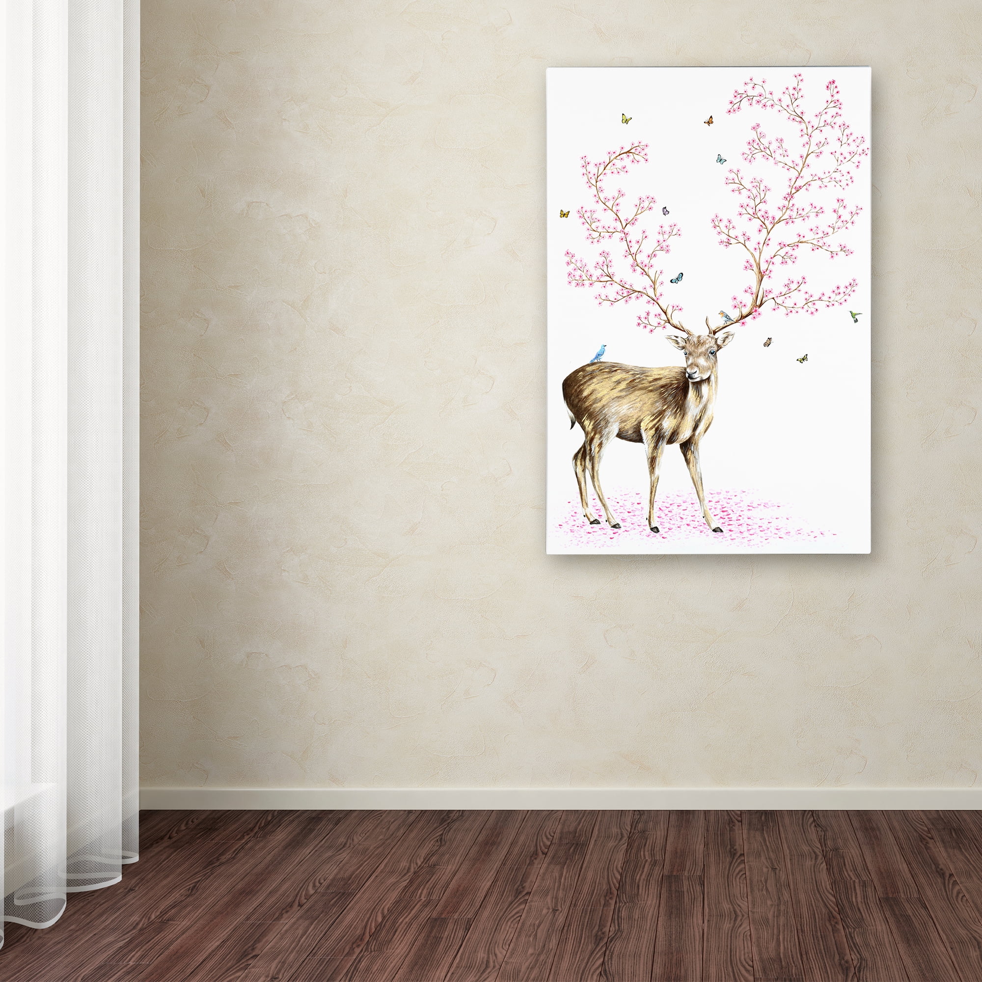 Trademark Fine Art 'Cherry Blossom Deer' Canvas Art by Michelle Faber
