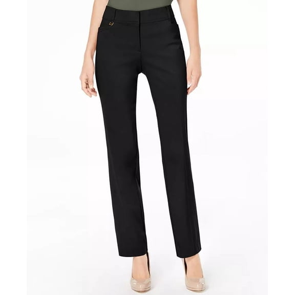JM Collection DEEP BLACK Women's Curvy-Fit Straight-Leg Pants, US 18