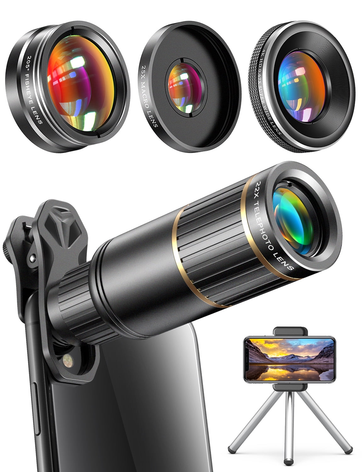 PIANUO Pro Lens Kit for iPhone and Android 0.45X Super Wide Angle Lens & 12.5X Macro Lens 2 in 1 HD Cell Phone Camera Lens Kit for iPhone X 8 7 6S 6S Plus 6 5S Samsung Android Smartphones