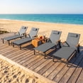 thumbnail image 2 of Harbweb Outdoor Chaise Lounge Chair Set of 4, 5-Position Adjustable Sun Tanning Chair with Pillow, Aluminum Patio Lounge Chair with Wheels & Armrests for Garden, Beach, Patio, Pool, Gray, 2 of 9
