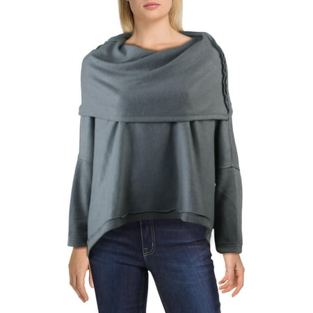 Free People Womens Huntington Fleece Cowl Neck Pullover Sweater Green S