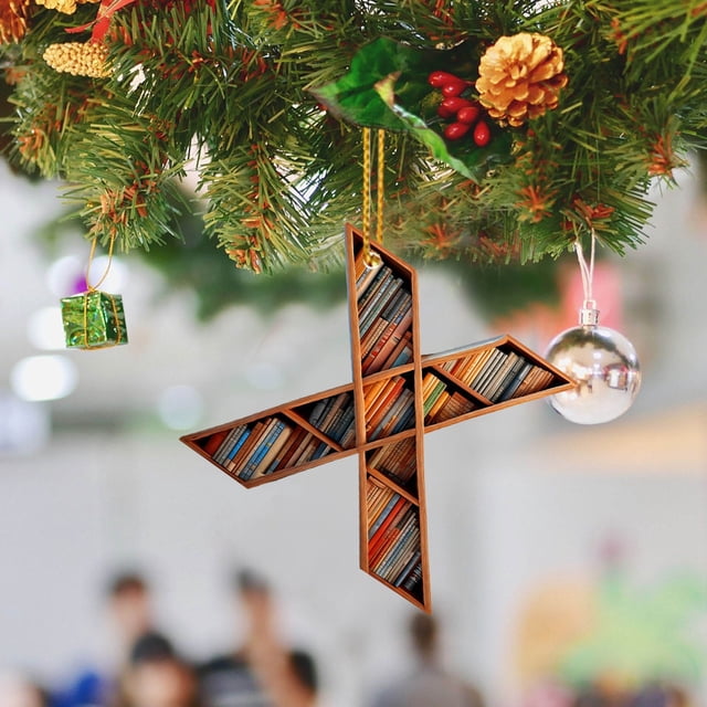 2D Acrylic Christmas Double Print Pendant for Bookshelf with English Letter Modeling Design