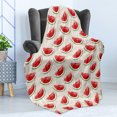 thumbnail image 4 of Fruits Soft Flannel Fleece Blanket, Watercolor Fresh Watermelons Yummy Summer Food Harvest Paintbrush Display, Cozy Plush for Indoor and Outdoor Use, 50" x 60", Cream Red Jade Green, by Ambesonne, 4 of 5